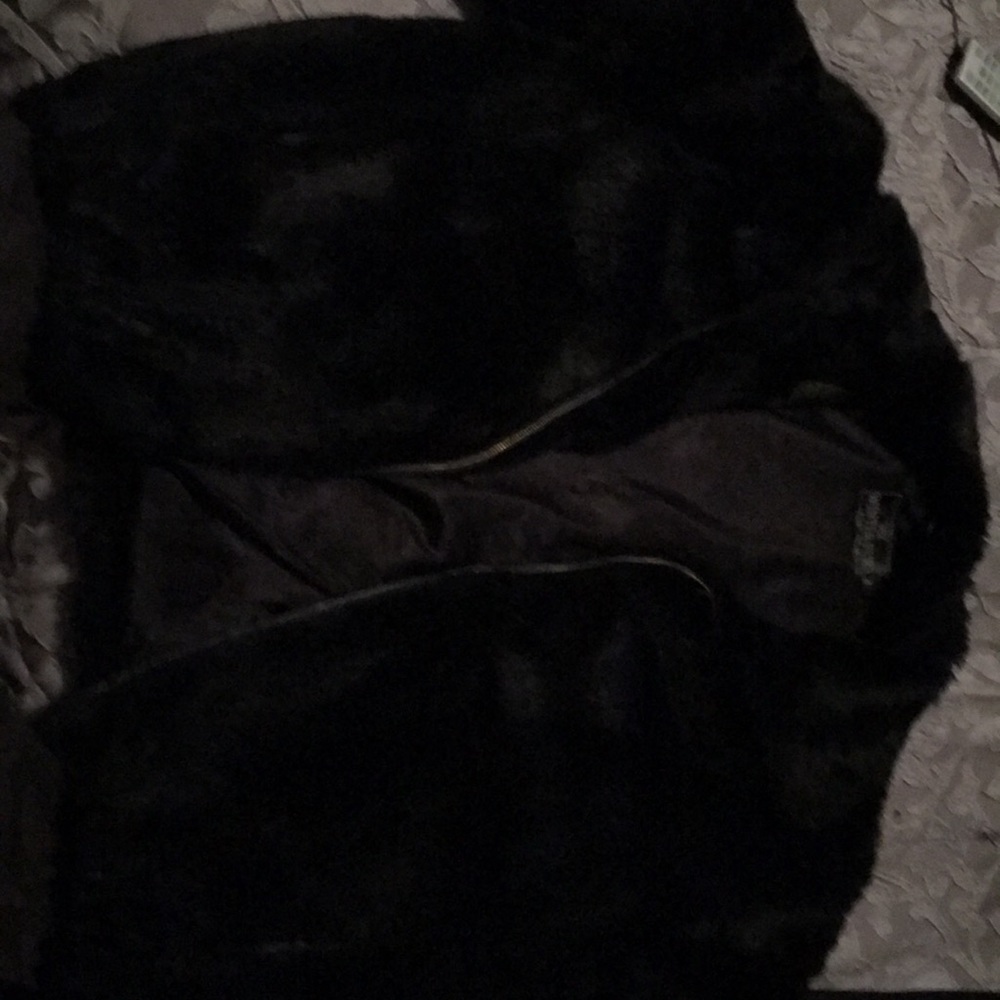 Rabbit fur men’s coat no stains clean hipster